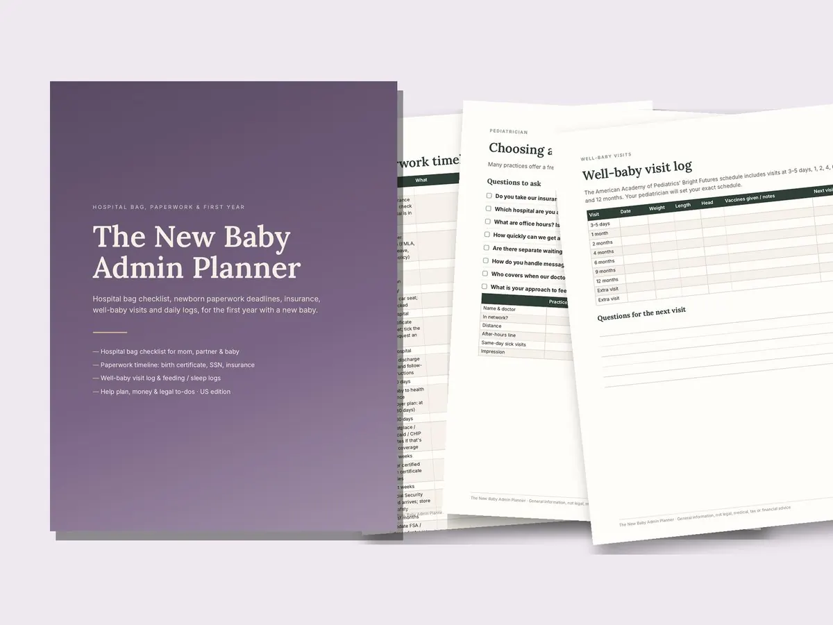 New Baby Admin Planner preview